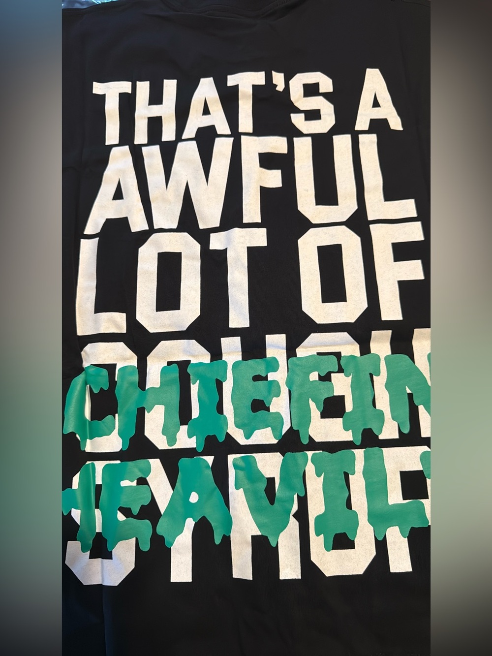 Cotton On Black Short-Sleeve Graphic Tee with White and Green Print